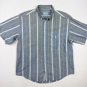 Levi's Vintage Striped Work Shirt Size‎ XL Mens Short Sleeve Blue